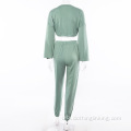 Sport Bodycon Crop Top Top Long Pant Tracksuit